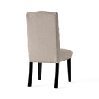 Set of 2 Fabric Upholstered Dining Chairs with Wood Legs