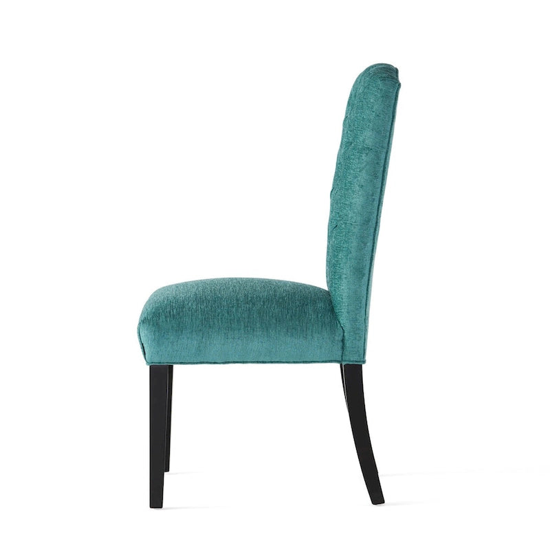 Set of 2 Fabric Upholstered Dining Chairs with Wood Legs