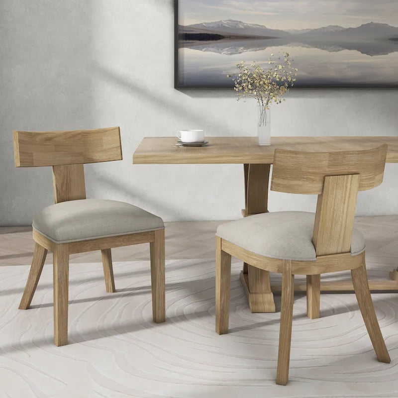 Fescue Fabric and Rubberwood Slat Back Upholstered Dining Chair