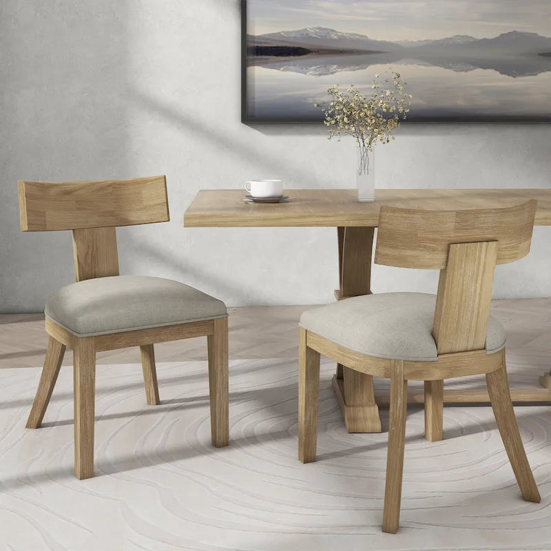 Fescue Fabric and Rubberwood Slat Back Upholstered Dining Chair