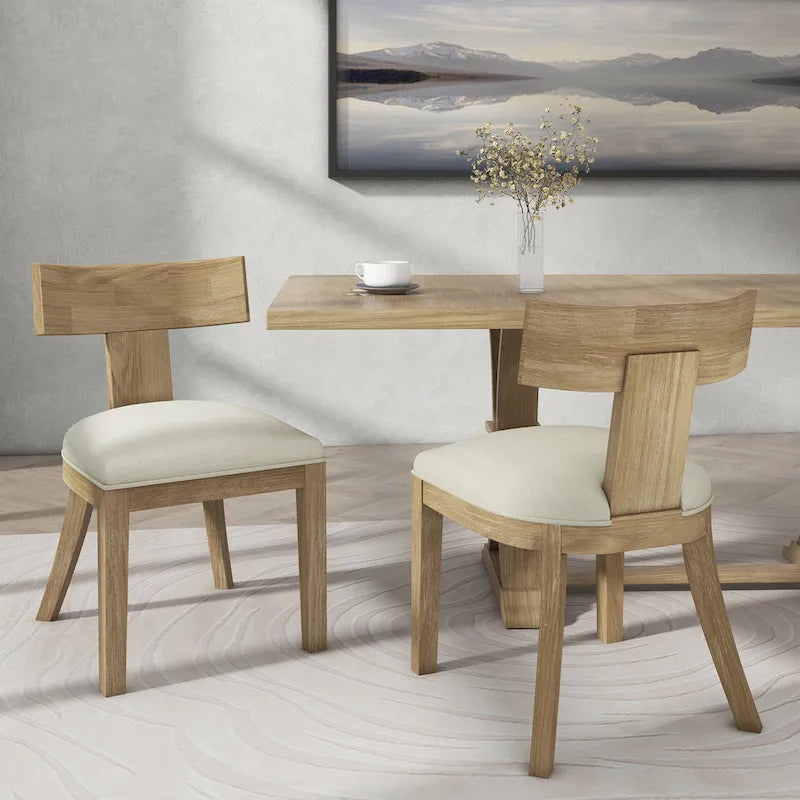 Fescue Fabric and Rubberwood Slat Back Upholstered Dining Chair