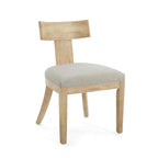 Fescue Fabric and Rubberwood Slat Back Upholstered Dining Chair
