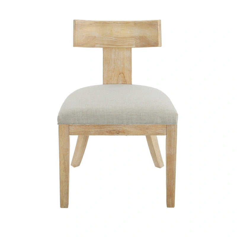 Fescue Fabric and Rubberwood Slat Back Upholstered Dining Chair