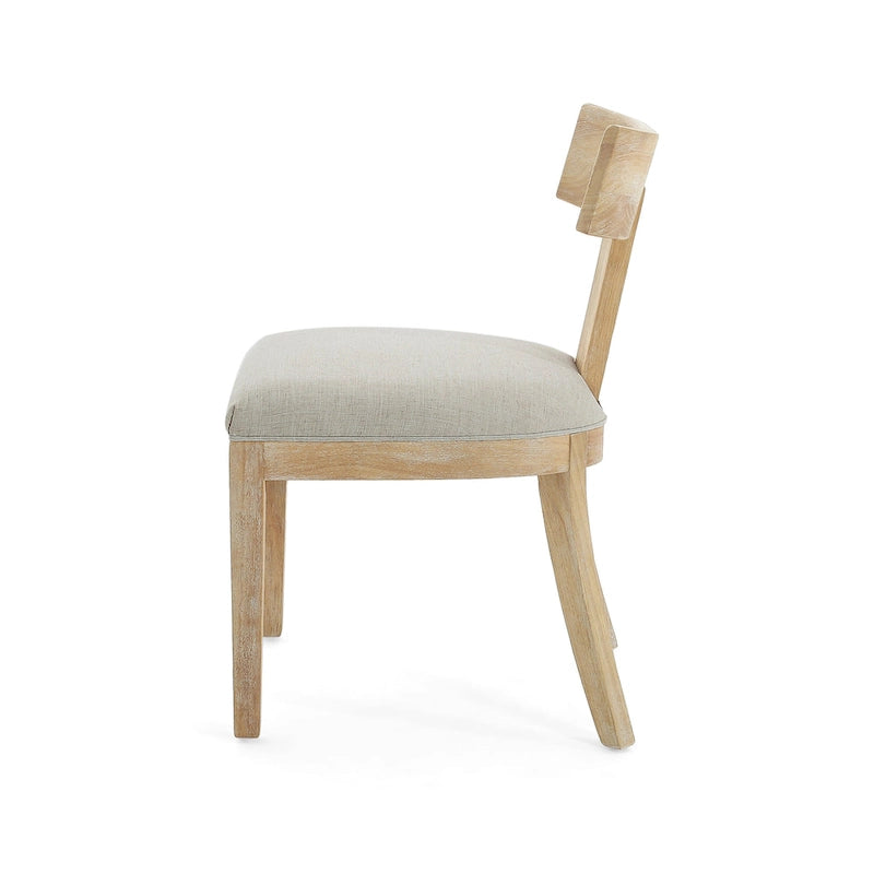 Fescue Fabric and Rubberwood Slat Back Upholstered Dining Chair