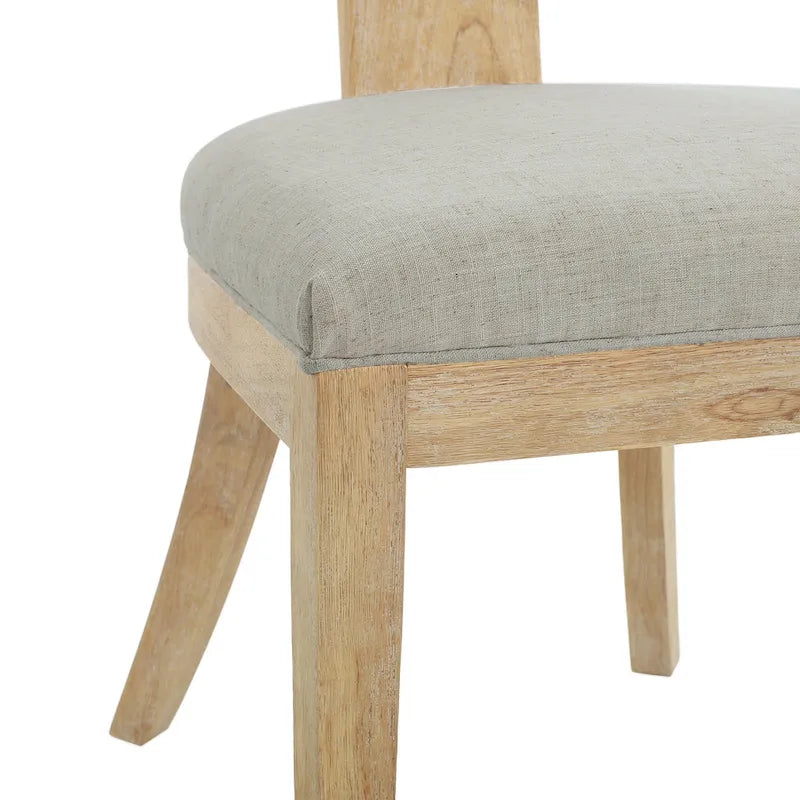 Fescue Fabric and Rubberwood Slat Back Upholstered Dining Chair