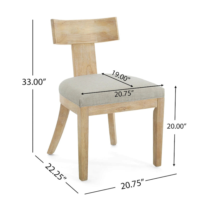 Fescue Fabric and Rubberwood Slat Back Upholstered Dining Chair