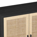 Functional 4 Door Rattan Decorative Storage Cabinet