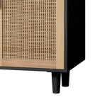 Functional 4 Door Rattan Decorative Storage Cabinet