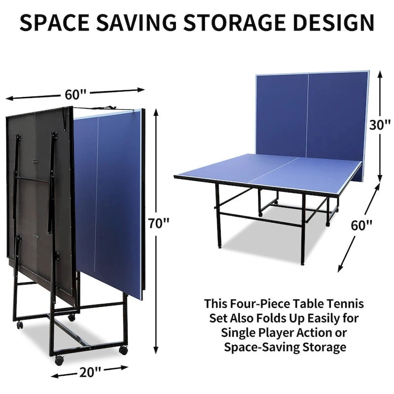9FT Foldable&Portable Tennis Ping Pong Table Set, 2 Paddles&3 Balls